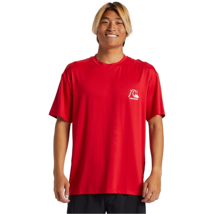 2024 Quiksilver Mens DNA Bubble Logo Surf Short Sleeve Tee AQYWR03186 - Salsa